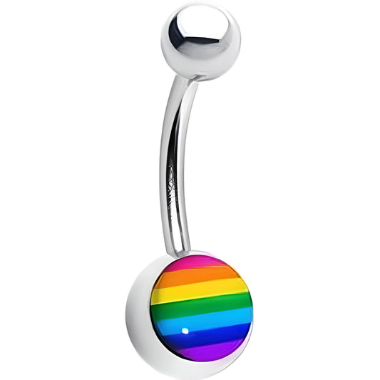 Gay Pride Rainbow Logo Belly Ring