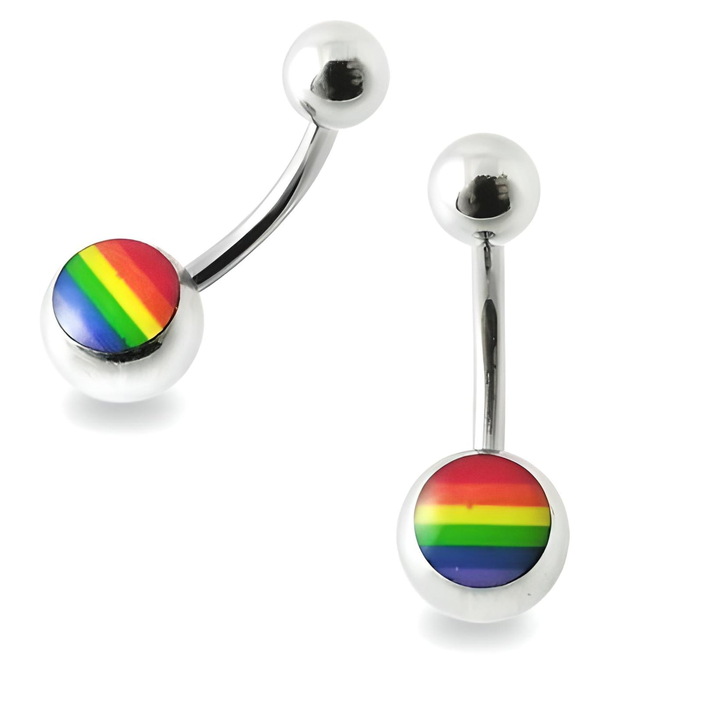 Gay Pride Rainbow Logo Belly Ring