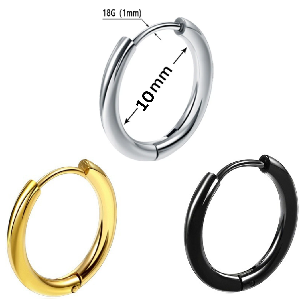 Ion Plated Steel Hinged Clicker Round Ear Hoop 2.5mm Thick