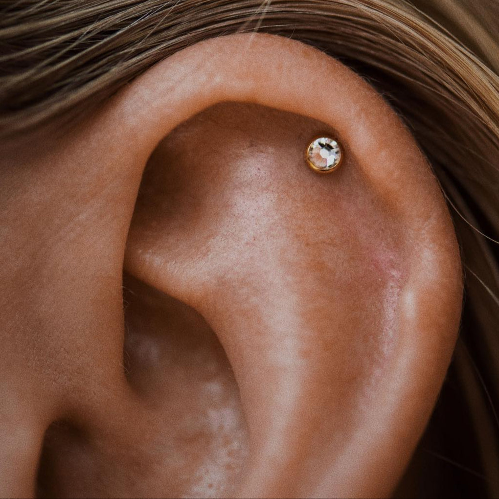 Round CZ Tragus Cartilage Barbell