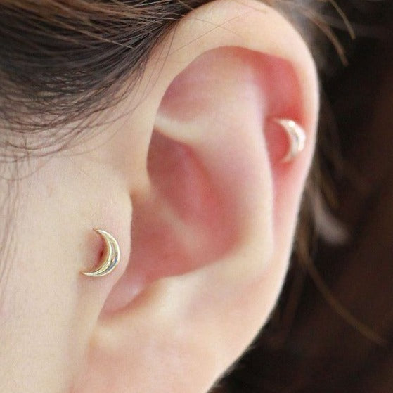 G23 Titanium Threadless Push In Moon Labret Tragus