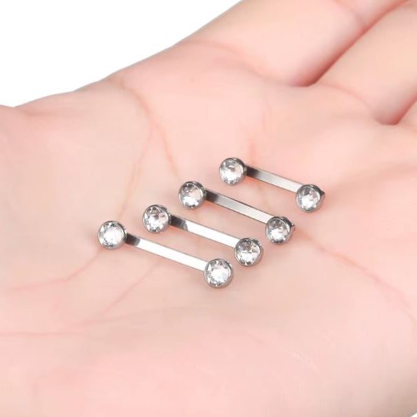 G23 Internally Threaded Titanium Staple Flat Surface Barbell with Flat CZ