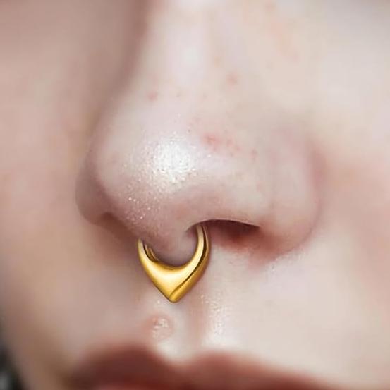Gold Steel Chunky Thick Teardrop Chevron Hinged Clicker