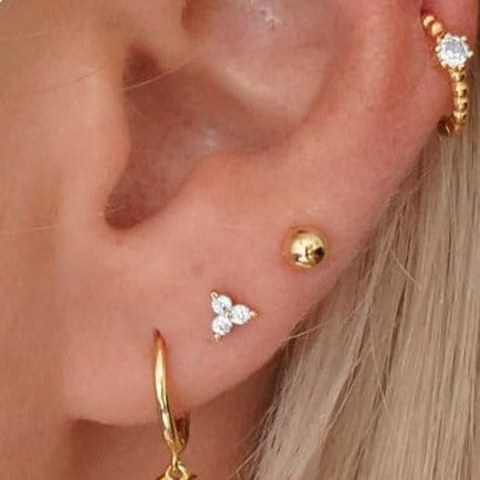 G23 Gold PVD Titanium Internally Threaded Trinity CZ Tragus Labret