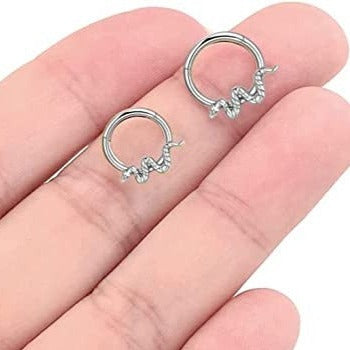 Steel Snake Hinged Segment Clicker Ring