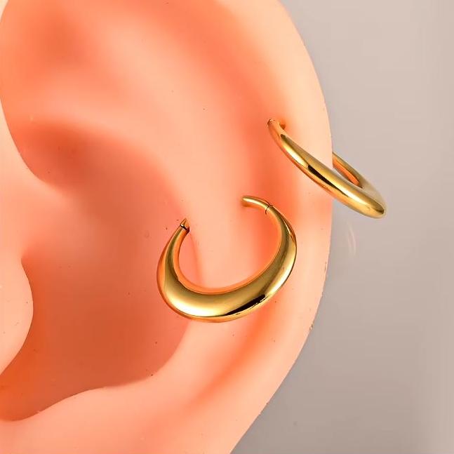 Ion Plated Steel Chunky Thick Moon Design Hinged Clicker