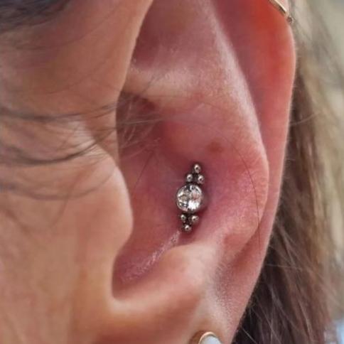 Steel Internally Threaded CZ 6 Beads Cluster Labret
