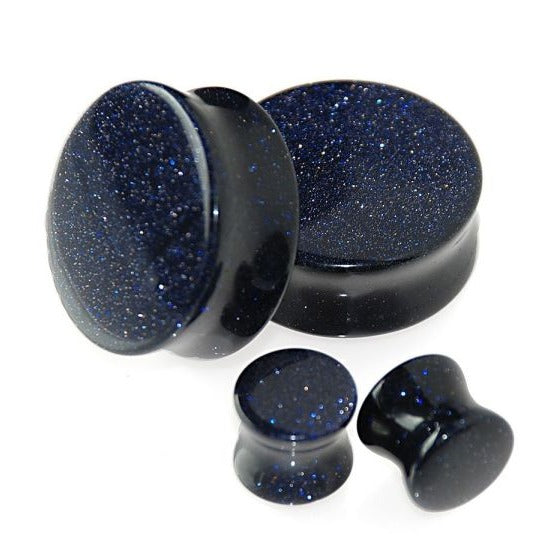 Blue Sand Stone Double Flare Plugs