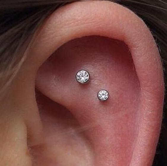 PAIR of G23 Titanium Bezel Set Flat CZ Stud Earrings