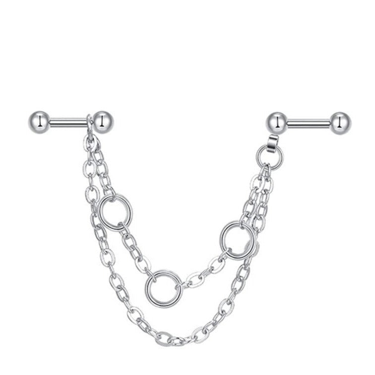 Steel Double Chains Dangle Hoop Split Industrial Barbell