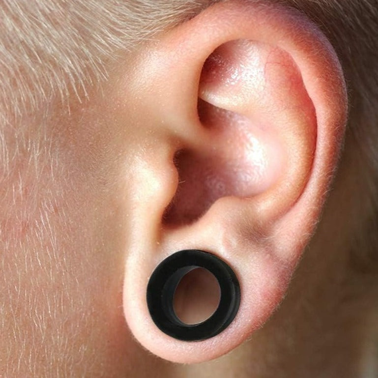 Black Silicone Flexible Flesh Tunnel 6G to 00G