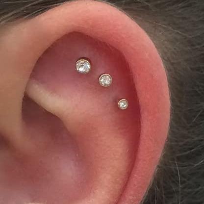 PAIR of G23 Gold PVD Titanium Bezel Set Flat CZ Stud Earrings