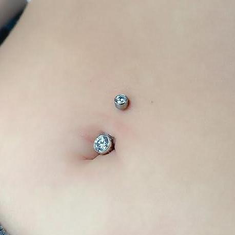 G23 Titanium Internally Threaded Double Flat CZ Belly Ring