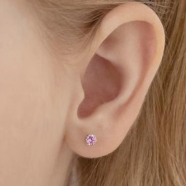 Steel Prong Set CZ Gem with Round Screw Back