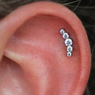 Steel Threadless Push In 5 CZ Cluster Tragus Labret