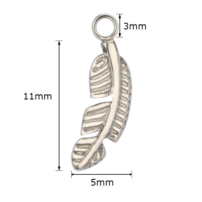 G23 Titanium Feather Leaf Dangle Charm