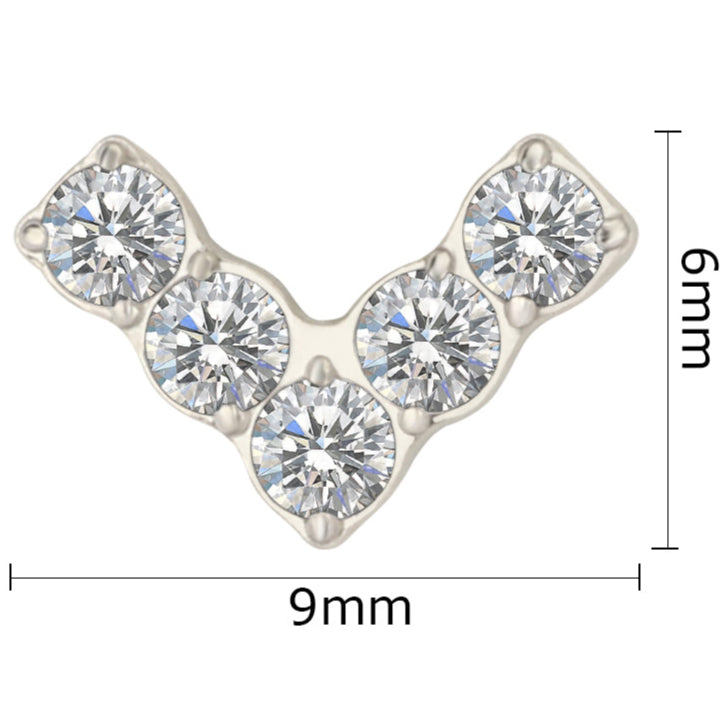 G23 Titanium Threadless Push In 5 CZ Chevron Top