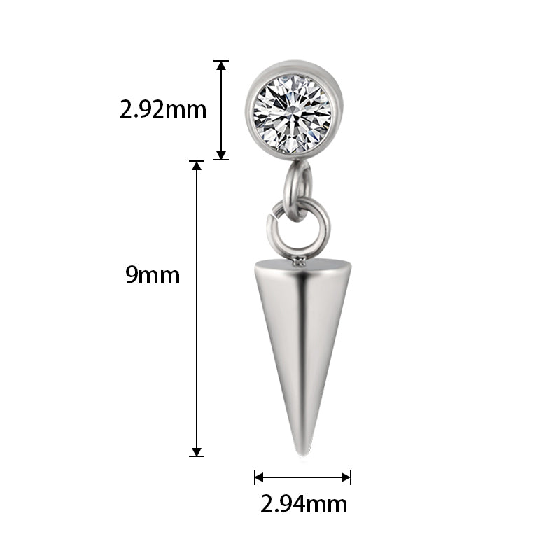G23 Titanium Internally Threaded Cone Dangle CZ Top