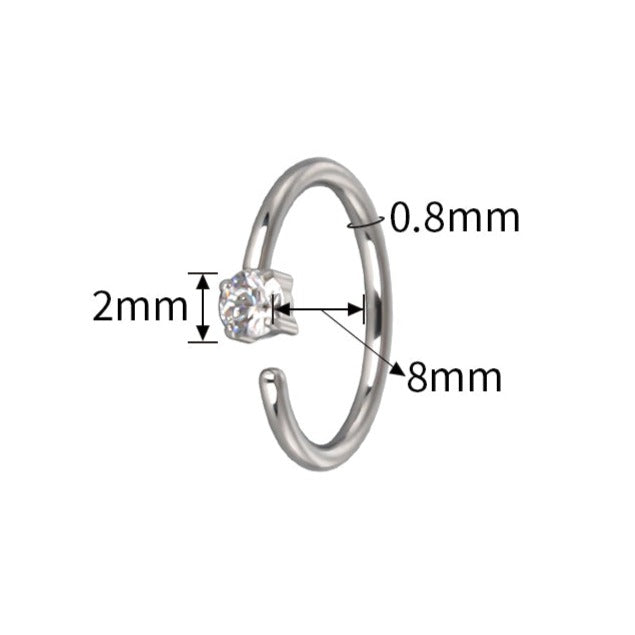 G23 Titanium Prong Set CZ End Nose Hoop