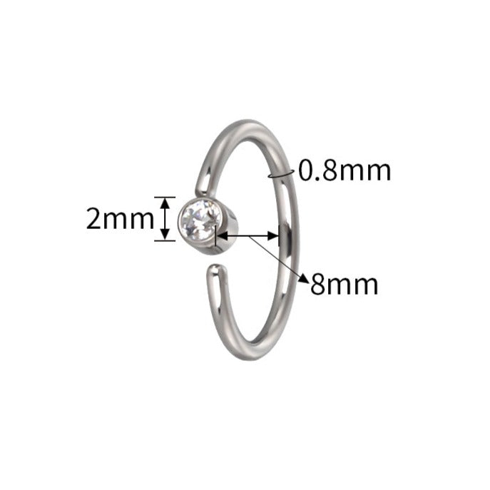 G23 Titanium Bezel Set CZ End Nose Hoop