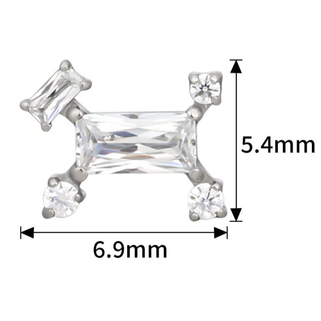 G23 Gold PVD Titanium Internally Threaded CZ Puppy Dog Top