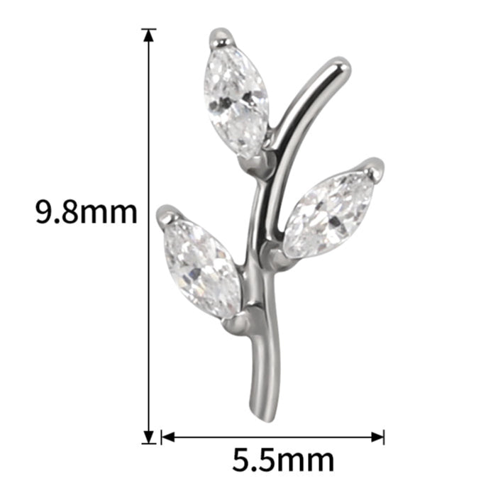 G23 Titanium Threadless Push In 3 Marquise Leaf Top