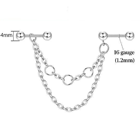 Steel Double Chains Dangle Hoop Split Industrial Barbell