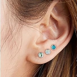 Steel Bezel Set Stone Top Tragus Cartilage Barbell