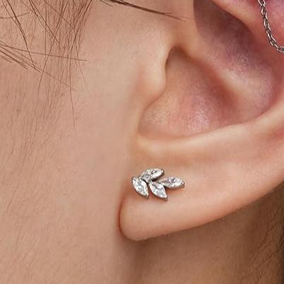 G23 Titanium Internally Threaded Marquise CZ Leaf Tragus Labret