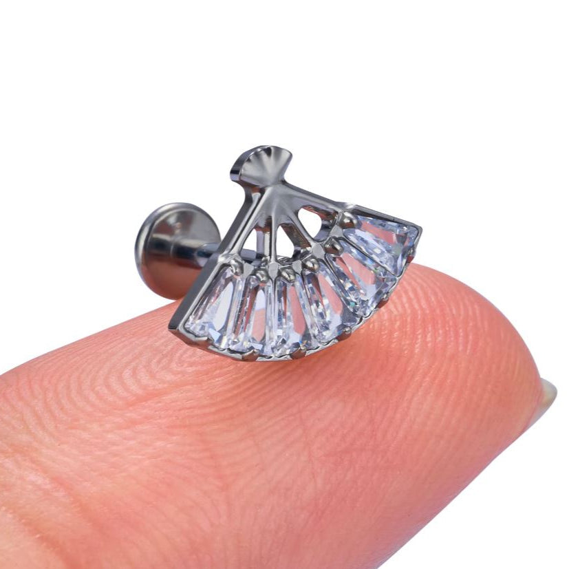Steel Threadless Push In Baguette CZ Fan Tragus Labret
