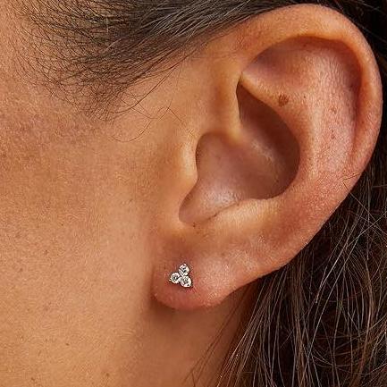 G23 Titanium Threadless Push In Trinity CZ Tragus Labret