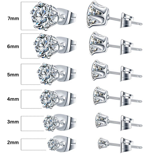 PAIR of Steel Prong Set CZ Stud Earrings