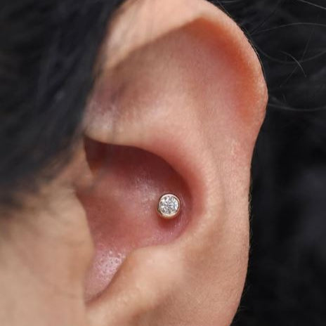 Round CZ Tragus Cartilage Barbell