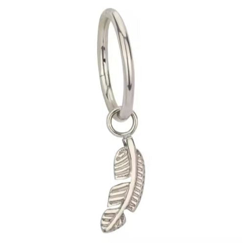 G23 Titanium Feather Leaf Dangle Charm