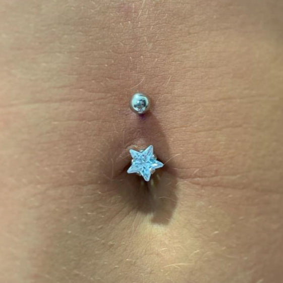Prong Set Star CZ Belly Ring