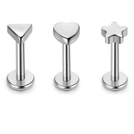 16G Steel Star Internally Threaded Tragus Labret