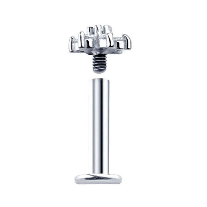 G23 Titanium Internally Threaded Prong Set CZ Sunflower Tragus Labret