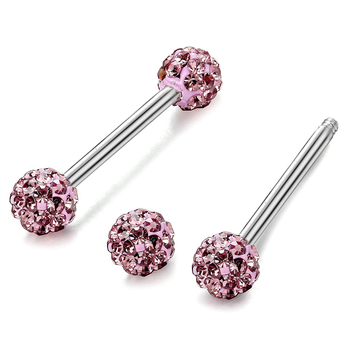 Double Ferido CZ Ball Nipple Barbell