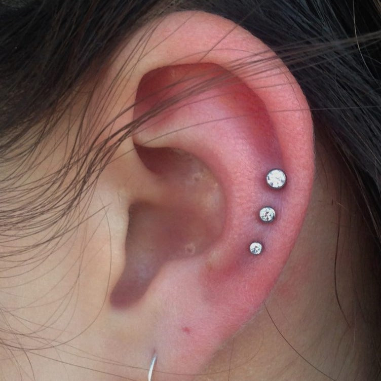 Steel Flat CZ Tragus Cartilage Barbell
