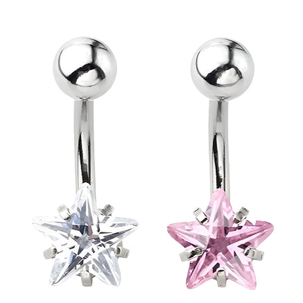 Prong Set Star CZ Belly Ring