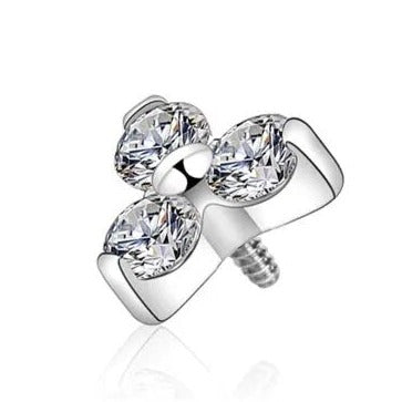 G23 Titanium Internally Threaded Trinity CZ Tragus Labret