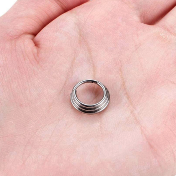 G23 Titanium Triple Layered Stack Hoop Hinged Clicker