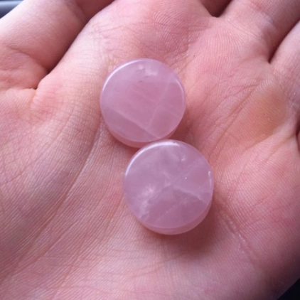 Pink Rose Quartz Double Flare Plugs