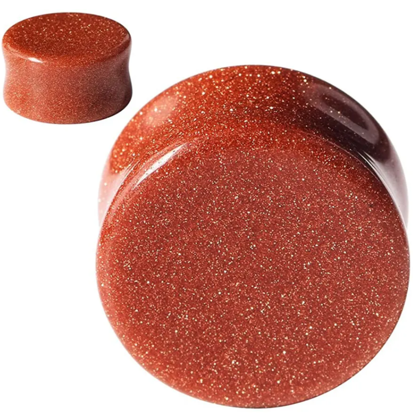 Gold Sand Stone Double Flare Plugs