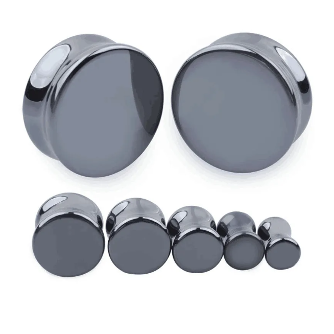 Hematite Stone Double Flare Plugs