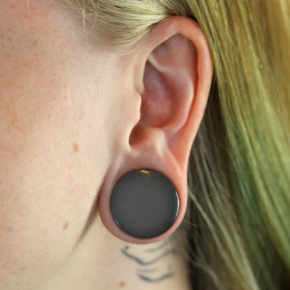 Hematite Stone Double Flare Plugs