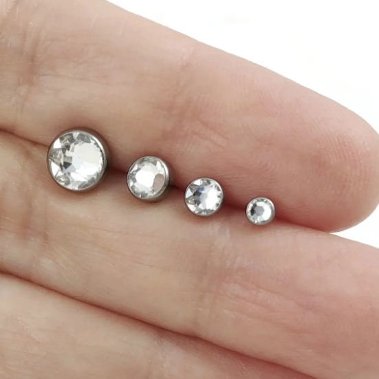 PAIR of G23 Titanium Bezel Set CZ Stud Earrings