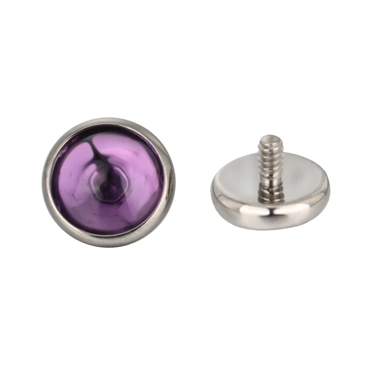 G23 Titanium Flat Natural Stone Internally Threaded Top