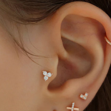 G23 Gold PVD Titanium Internally Threaded Trinity CZ Tragus Labret
