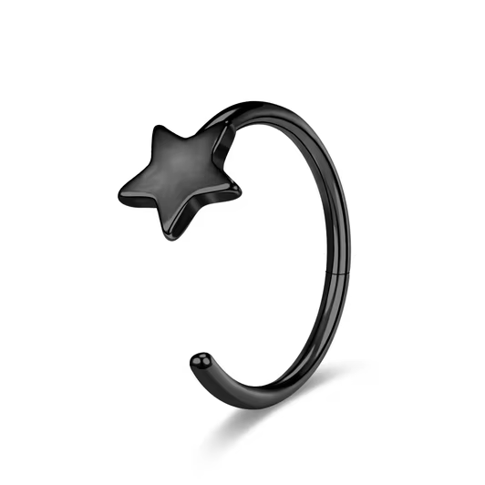Star Ion Plated Clip On Nose Hoop